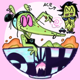 black_hair bottomwear breasts chibi chopsticks clothed clothing duo ear_piercing eyewear facial_piercing female fish_cake food food_fetish food_play green_arms green_body green_face green_hand green_skin hair hair_bun hands_on_hips in_bowl in_food in_soup looking_at_viewer male messy_hair noodles nose_piercing not_furry one-piece_swimsuit pants piercing pink_eyes ramen simple_background soup sunglasses swimwear tattoo text topwear undercut naynaysnaynays plentyofsoup cartoon_network powerpuff_girls ace_(powerpuff_girls) snake_(powerpuff_girls) human humanoid mammal reptile scalie snake 1:1 digital_media_(artwork) english_text hi_res trans_(lore) trans_woman_(lore)