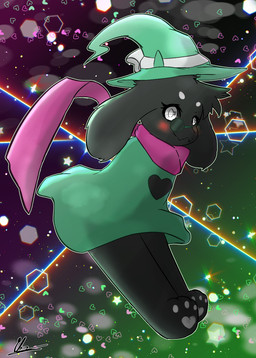 black_body black_fur blush clothing eyewear fur glasses hat headgear headwear heart_symbol male pawpads scarf solo blaketheflareon deltarune undertale_(series) ralsei bovid caprine darkner goat mammal 2018 digital_media_(artwork) hi_res