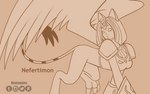 armor breasts feathered_wings feathers female feral hair solo spread_wings wings neotamine bandai_namco digimon digimon_(species) nefertimon monochrome