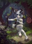 anthro arrow_(weapon) bow_(weapon) clothed clothing facial_piercing female holding_object holding_weapon lip_piercing lip_ring piercing quiver_(object) ranged_weapon ring_piercing skimpy snakebite_piercing solo weapon sharley domestic_cat felid feline felis hybrid lagomorph leporid mammal rabbit hi_res