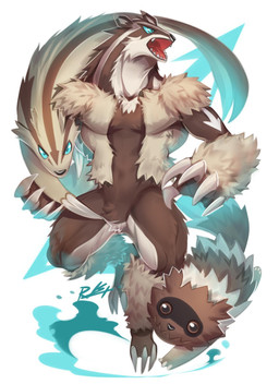 anthro arm_tuft blue_eyes blue_sclera brown_body brown_fur claws crotch_tuft digitigrade feral finger_claws fur group leg_tuft male open_mouth pupils shoulder_tuft slit_pupils tan_body tan_fur toe_claws trio tuft pikafeikdayo nintendo pokemon fan_species generation_3_pokemon generation_8_pokemon linoone mammal mustelid obstagoon pokemon_(species) regional_form_(pokemon) variant zigzagoon 2019 colored hi_res