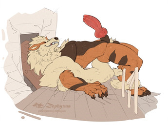 animal_genitalia animal_penis anthro anthrofied ball_tuft balls biceps big_balls big_penis canine_genitalia canine_penis claw_marks claws erection eyes_closed fangs finger_claws fur genitals knot male male_anthro muscular muscular_anthro muscular_male nude obliques orange_body orange_fur outside pecs penis pokemorph serratus sheath solo tail tan_body tan_fur teeth toe_claws tuft zephyxus nintendo pokemon arcanine canid canine generation_1_pokemon mammal pokemon_(species) 2025