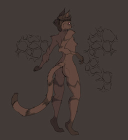 accessory anthro barely_visible_breasts breasts brown_body brown_fur butt digitigrade feet female fur fur_markings headband headband_only markings nude nude_anthro nude_female rear_view simple_background small_breasts solo tail garbagegarage microsoft the_elder_scrolls felid khajiit mammal hi_res