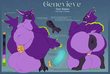anthro anus anus_outline balls belly big_anus big_balls big_butt butt chastity_cage chastity_device ear_piercing feather_hands feathers feet flat_chastity_cage genitals green_body green_feathers huge_anus huge_balls huge_butt huge_thighs hyper hyper_anus hyper_balls hyper_butt hyper_genitalia magic_user male moobs nude overweight piercing purple_body purple_feathers slightly_chubby solo strapon strapon_over_chastity talon_hands talons thick_thighs toes wide_hips witch bakuuabyss gen_(natronus) avian bird corvid corvus_(genus) crow oscine passerine hi_res model_sheet nonbinary_(lore)