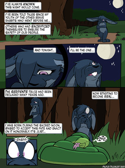 anthro buckteeth duo eyebrows eyelashes featureless_chest featureless_crotch feet female feral fingers forest forest_background fur green_body hair hair_over_eye lying male male/female moon nature nature_background night nude one_eye_obstructed outside plant sky sleeping solo speech_bubble tail teeth text tongue tree tacokurt jajuka lagomorph leporid mammal python rabbit reptile scalie snake 2016 comic digital_media_(artwork) english_text hi_res