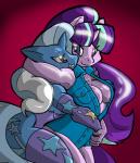 2017 anthro anthrofied armwear breasts cleavage clothed clothing duo elbow_gloves embrace equid equine female friendship_is_magic gloves handwear hasbro horn hug legwear mammal my_little_pony mythological_creature mythological_equine mythology starlight_glimmer_(mlp) stockings theburningdonut trixie_(mlp) unicorn