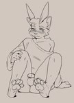 anthro balls blush circumcised feet flaccid foot_focus genitals humanoid_genitalia humanoid_penis leaning leaning_backward looking_away male penis sitting solo kyrosh felid feline hybrid mammal hi_res