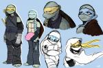 accessory bald bald_female braided_hair claw_(weapon) duo female flower green_body green_skin hair headband hood melee_weapon plant weapon nerd031 teenage_mutant_ninja_turtles teenage_mutant_ninja_turtles_(idw) jennika_(tmnt) venus_de_milo_(tmnt) reptile scalie turtle 3:2