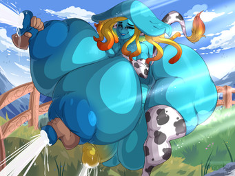 animal_print big_breasts big_butt big_penis bodily_fluids breast_milking breasts butt cow_print cum cumshot ejaculation farm female genital_fluids genitals gynomorph huge_breasts huge_butt huge_penis hyper hyper_breasts hyper_butt hyper_genitalia hyper_penis intersex lactating macro milk penis solo tail tail_tuft tuft okioppai kalahari_(morphide) animal_humanoid aquatic aquatic_humanoid cnidarian cnidarian_humanoid humanoid jellyfish jellyfish_humanoid medusozoan medusozoan_humanoid 4:3 absurd_res hi_res