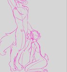 alecrim_(character) anthro areola balls breasts duo fellatio female genitals kneeling looking_up_at_partner male male/female nipples nude nude_anthro nude_female nude_male oral penile sex tail canid canine canis cricetid domestic_cat felid feline felis hamster hybrid mammal rodent wolf 2025 digital_drawing_(artwork) digital_media_(artwork) full-length_portrait portrait sketch