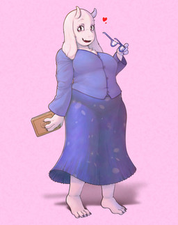 anthro blouse book bottomwear clothing eyewear female floppy_ears glasses heart_symbol holding_book holding_eyewear holding_glasses holding_object horn looking_aside lop_ears overweight overweight_anthro overweight_female skirt slightly_chubby smile solo topwear white_body myosotisned deltarune undertale_(series) toriel boss_monster_(undertale) bovid caprine goat mammal absurd_res digital_media_(artwork) hi_res