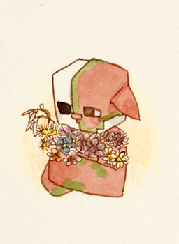 ambiguous_gender anthro bone flower holding_flower holding_object pink_body pink_skin plant simple_background solo hakobune microsoft minecraft mojang xbox_game_studios animal_humanoid humanoid mammal piglin suid suine undead zombie zombified_piglin absurd_res digital_media_(artwork) hi_res