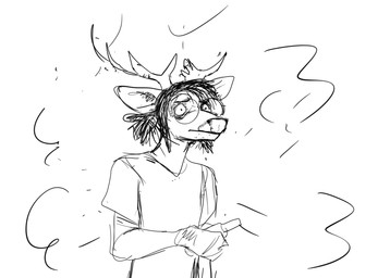 after_transformation anthro antlers eyewear glasses horn male poof_transformation simple_background solo species_transformation transformation white_background wide_eyed hladilnik marylin_(hladilnik) deer mammal 2025 black_and_white hi_res line_art monochrome