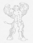 abs animal_print anthro biceps big_biceps big_muscles big_pecs biped boots bottomwear bulge clothed clothing fist flaccid flexing flexing_bicep flexing_both_biceps flowing_hair footwear front_view fur genitals giraffe_print hair heart_symbol horn kissing_biceps laced_boots male muscular muscular_anthro muscular_male muscular_thighs navel nipples ossicone pecs penis penis_base penis_poking_out pose raised_arm raised_fist raised_hand shoes shorts skimpy solo standing tail tail_tuft tight_clothing topless topless_anthro topless_male tuft vein veiny_muscles tkc2021 raffe giraffe giraffid mammal 2007 monochrome sketch