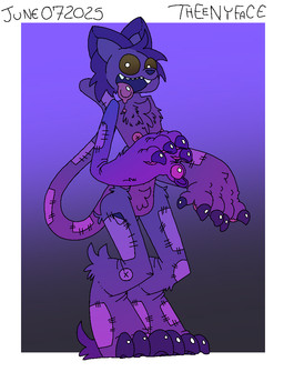 anthro black_eyes button_nipples claws gradient looking_at_viewer male nipples pawpads plushie purple_body solo standing stitch_(sewing) theenyface mob_entertainment poppy_playtime smiling_critters catnap_(poppy_playtime) animate_inanimate domestic_cat felid feline felis living_plushie mammal