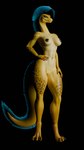 3d_(artwork) absurd_res anthro bioluminescence breasts cassy_(vulgarvictor) claws digital_media_(artwork) eel facial_piercing female fish genitals glowing hi_res lip_piercing marine nails nipples nude piercing pussy solo tail vulgarvictor