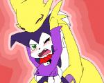 black_nose blush chest_tuft digimon eyes_closed fur gloves hug impmon one_eye_closed open_mouth renamon takao-hikari tuft white_fur
Rating: Safe
Score: 0
User: ChestFox
Date: March 23, 2014