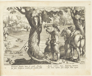 anus balls bottomwear clothed clothed_human clothing equine_anus falconry fence feral fur genitals group hooves leaf male nude outside pants plant puffy_anus raised_tail saddle standing tail text tree vines jan_van_der_straet_(stradanus) avian bird equid equine falcon falconid horse human humanoid mammal 1596 16th_century absurd_res ancient_art engraving_(artwork) hi_res latin_text traditional_media_(artwork) translated