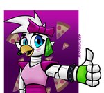 anthro beak blue_eyes female food machine open_beak open_mouth pink_body pizza solo ara_squawks five_nights_at_freddy's five_nights_at_freddy's:_security_breach scottgames steel_wool_studios glamrock_chica animatronic avian bird chicken galliform gallus_(genus) phasianid robot 2023 absurd_res digital_media_(artwork) hi_res