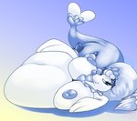 belly belly_overhang big_belly big_breasts breasts female flippers hand_on_belly inviting lounging overweight relaxing rubbing seductive solo senbiku_mew nintendo pokemon generation_7_pokemon mammal marine pinniped pokemon_(species) primarina sea_lion hi_res