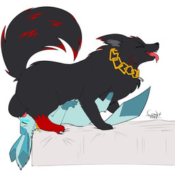 69_position animal_genitalia animal_penis balls bed big_balls black_body black_fur blue_blush blue_body blue_fur blue_pawpads blush canine_genitalia canine_penis chain collar duo eyes_closed feral fluffy fluffy_tail fur furniture genitals gold_(metal) gold_chain knot knotting leg_markings looking_forward looking_pleasured lying male male/male male_on_bottom male_on_top markings narrowed_eyes on_back on_bed on_bottom on_top oral oral_knotting oral_penetration pawpads penetration penis sex simple_background size_difference socks_(marking) squint tail tongue tongue_out cyber_comet nintendo pokemon artyom_(thebonemaker) black_the_wolf canid canine canis eeveelution generation_4_pokemon glaceon mammal pokemon_(species) wolf 1:1 absurd_res hi_res