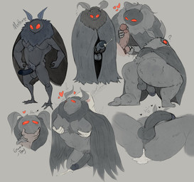 after_anal after_sex antennae_(anatomy) anthro anus balls biped black_glans black_penis bodily_fluids butt cum cum_in_ass cum_inside cumshot darkened_balls darkened_genitalia darkened_glans darkened_penis darkened_perineum ejaculation emanata erection foreskin genital_fluids genitals glans good_boy grey_background grey_body handjob heart_symbol humanoid_genitalia humanoid_penis kneeling leaking leaking_cum male masturbation neck_tuft non-mammal_balls non-mammal_foreskin nude pec_grab pecs penile penis precum pubes question_mark red_eyes retracted_foreskin sex simple_background standing tail tuft two-handed_handjob two-handed_masturbation desertb0ar anon mothman arthropod cryptid human insect lepidopteran mammal moth 2023 digital_drawing_(artwork) digital_media_(artwork) hi_res