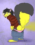 anthro anus bottomwear bottomwear_down butt clothed clothing facial_piercing fart fart_cloud fart_fetish fur male nose_piercing panties panties_down pants pants_down partially_clothed piercing raised_tail skunk_spray skunk_tail smelly solo tail thick_tail underwear underwear_down yellow_body yellow_fur moodyferret spritz_erosphillyra canid canine canis domestic_dog husky hybrid mammal mephitid nordic_sled_dog skunk spitz