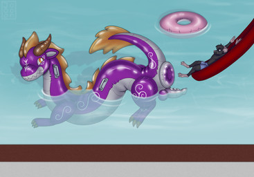 anal anal_vore anus duo gaping gaping_anus genitals imminent_vore inflatable penis pool_toy swimming_pool vore joooon mythology animate_inanimate dragon living_inflatable mammal murid murine mythological_creature mythological_scalie rat rodent scalie hi_res