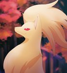 ambiguous_gender chest_tuft feral leaf night plant red_eyes smile solo tree tuft kompeito nintendo pokemon generation_1_pokemon ninetales pokemon_(species) hi_res portrait