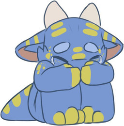 2_horns 3_toes ambiguous_gender anthro blue_body blue_scales bodily_fluids crying curled_up eyes_closed feet fingers horn scales simple_background sitting solo spots tail tears toes louart european_mythology mythology dragon mythological_creature mythological_scalie scaled_dragon scalie western_dragon 2022 digital_media_(artwork) story story_in_description