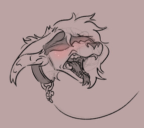 ambiguous_form ambiguous_gender blindfold blush collar fangs forked_tongue hair leash leashed_collar long_ears long_hair mouth_shot open_mouth piercing sensory_deprivation solo submissive teeth tongue tongue_out tongue_piercing jollythejinxed velvet_(jollythejinxed) caracal caracal_(genus) domestic_cat felid feline felis hybrid mammal headshot_portrait monochrome portrait