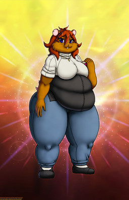 anthro belly big_belly big_breasts book bottomwear breasts brown_body brown_fur brown_hair clothing cross ear_piercing female footwear fur hair huge_hips huge_thighs jewelry necklace overweight overweight_anthro overweight_female pants piercing shirt shoes short_tail socks solo tail thick_thighs topwear wide_hips viroveteruscy black_circus janet_stoffa cricetid hamster mammal rodent 2025 absurd_res digital_media_(artwork) hi_res