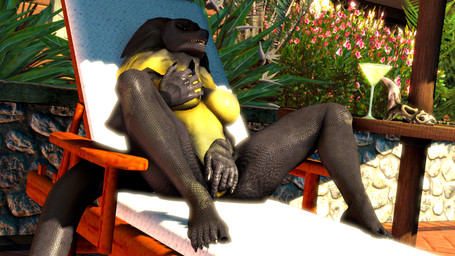 anthro areola beverage breast_fondling breast_play breasts chair claws detailed_background feet female fingering fingers fondling frill_(anatomy) furniture grey_body grey_scales grope hand_on_breast holding_breast long_tail looking_pleasured lounge_chair masturbation multicolored_body multicolored_scales nipples nude outside poolside scales sharp_teeth solo tail teeth thick_thighs toe_claws toes two_tone_body two_tone_scales vaginal vaginal_fingering vaginal_masturbation wide_hips yellow_body yellow_scales viper-desires petruz_(modeler) kala_(petruz) agamid frilled_lizard lizard reptile scalie 16:9 2023 3d_(artwork) digital_media_(artwork) hi_res source_filmmaker_(artwork) widescreen