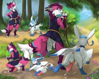 after_anal after_sex animal_genitalia animal_penis anthro anthro_on_feral anus backsack balls bestiality blue_body blue_eyes blue_fur blue_hair bodily_fluids bottomless breasts butt canine_genitalia canine_penis clothed clothing collar crouching cum cum_drip cum_from_ass cum_in_ass cum_inside cum_on_balls cum_on_ground cum_on_perineum cum_while_penetrated dress dripping duo erection feathered_wings feathers feet_on_penis feral forest fully_sheathed fur genital_fluids genitals gynomorph gynomorph/male gynomorph_anthro gynomorph_on_feral hair inner_ear_fluff intersex intersex/male intersex_anthro intersex_on_feral interspecies knot knotted_penis larger_anthro larger_gynomorph larger_intersex leaking_cum leash leashed_collar male male_feral open_mouth outside outside_sex penetration penis perineum plant pokephilia sex sheath size_difference small_top_big_bottom smaller_feral smaller_male smile sundress swinging_penis tree tuft wings skyvo nintendo pokemon neroj canid canine eeveelution fox generation_4_pokemon glaceon mammal pokemon_(species) hi_res