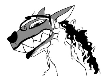 4_fingers accessory anthro beads facial_markings female fingers hair hair_accessory hair_beads head_markings lips markings mask_(marking) picking_teeth sharp_teeth simple_background solo teeth teeth_showing the_weaver pack_street jazz_(weaver) hyena mammal striped_hyena 2026 black_and_white bust_portrait digital_drawing_(artwork) digital_media_(artwork) monochrome portrait