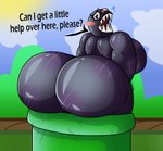 big_breasts big_butt black_body blush breasts butt butt_focus cracks curvy_figure eyelashes female huge_breasts huge_butt not_furry nude open_mouth sharp_teeth solo stuck teeth text thick_thighs tongue voluptuous warp_pipe wide_hips turismoturbo mario_bros nintendo chompy_(turismoturbo) chain_chomp human humanoid mammal english_text hi_res