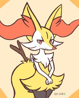 ambiguous_anthro ambiguous_gender anthro biped blush closed_smile front_view hands_together looking_at_viewer mouth_closed object_in_tail simple_background smile snout solo standing stick stick_in_tail tail gd-058 nintendo pokemon braixen canid generation_6_pokemon mammal pokemon_(species) 2025 aliasing binary_drawing digital_drawing_(artwork) digital_media_(artwork) hi_res japanese_description portrait three-quarter_portrait translated_description