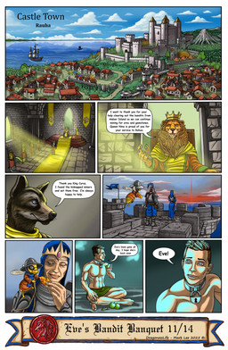 anthro apode apple banner border castle chair collar dialogue eating female food fruit furniture group king legless male plant queen royalty serpentine ship shirtless_male text throne tree vehicle watercraft white_border markie cyrus_(markie) jam_(markie) joan_(markie) micheal_(markie) roy_(markie) arthropod bee canid canine draconcopode felid human humanoid hymenopteran insect lion mammal naga pantherine comic english_text hi_res