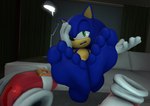 anthro barefoot blue_body blue_fur feet foot_fetish foot_focus fur furniture greek_toe green_eyes humanoid_feet looking_at_viewer male plantigrade sofa soles solo chujam sega sonic_the_hedgehog_(series) sonic_the_hedgehog eulipotyphlan hedgehog mammal 3d_(artwork) digital_media_(artwork)