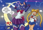 anthro anthrofied blonde_hair blue_eyes blush bodily_fluids clothed clothing dialogue female feral group hair heart_eyes heart_symbol love moon orange_eyes pose stare sweat tail text whiskers simone-sam sailor_moon_(series) artemis_(sailor_moon) luna_(sailor_moon) sailor_moon_(character) usagi_tsukino domestic_cat felid feline felis human mammal italian_text translated