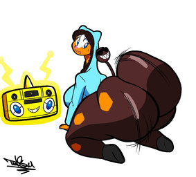 anthro big_breasts big_butt blue_eyes boombox bouncing_butt breasts brown_body brown_fur brown_hair bubble_butt butt butt_focus butt_jiggle duo eyelashes eyewear female fur gold_boombox_(prevence) hair huge_breasts huge_butt jiggling logo long_hair long_tail looking_back male male/female pokemorph sunglasses tail text twerking wet wet_body wiggling_ass yellow_body yellow_fur tansau nintendo pokemon penelope_and_katelyn_(nahff) generation_2_pokemon girafarig giraffid mammal pokemon_(species) 2025 artist_logo artist_name digital_drawing_(artwork) digital_media_(artwork) signature