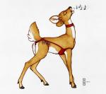 2018 brown_body brown_fur clothed clothed_feral clothing collar color_edit colored deer ear_piercing ecmajor eyes_closed female feral fur hooves lingerie mammal mostly_nude musical_note musical_symbol new_world_deer piercing simple_background singing sketch solo symbol tail third-party_edit white-tailed_deer white_background white_tail yozin7