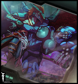 armor big_breasts bodily_fluids breasts cum cum_in_vagina cum_inside duo excessive_cum excessive_genital_fluids female genital_fluids male nipples non-mammal_nipples sex vaginal wings dnp101 halo_(series) microsoft mythology xbox_game_studios alien dragon mythological_creature mythological_scalie sangheili scalie hi_res