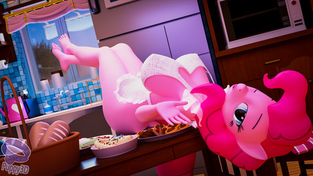 anthro anthrofied apron apron_only basket big_breasts blue_eyes bread breasts butt clothing container crossed_legs dutch_angle female food hair kitchen looking_at_viewer lying mostly_nude nipple_outline on_back one_eye_closed pink_hair solo wink knottybuppy friendship_is_magic hasbro my_little_pony pinkie_pie_(mlp) earth_pony equid equine horse mammal pony 16:9 3d_(artwork) digital_media_(artwork) hi_res widescreen