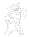 4_toes abs anthro barbell barefoot biceps big_biceps big_head big_muscles big_pecs cheek_tuft chin_tuft claws clothed clothed_anthro clothed_male clothing ear_tuft eyebrow_through_hair eyebrows facial_tuft feet flexing flexing_bicep flexing_brachioradialis forearm_muscles front_view grin gums hair happy huge_muscles huge_pecs inner_ear_fluff male male_anthro manly muscular muscular_anthro muscular_arms muscular_male muscular_thighs navel obliques open_mouth open_smile pecs plantigrade pose quads serratus short short_anthro short_male simple_background skimpy smile solo speedo speedo_only standing swimwear tail tail_tuft toes topless topless_anthro topless_male translucent translucent_hair triceps tuft v-cut white_background bristol dj_(djdarkfox) canid canine fox mammal 2022 absurd_res alternate_version_at_source black_and_white digital_drawing_(artwork) digital_media_(artwork) full-length_portrait hi_res monochrome portrait