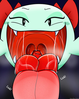 bedroom_eyes big_tongue blue_body blush bodily_fluids bow_ribbon eyeshadow fangs female front_view head_bow huge_tongue licking licking_viewer long_tongue looking_at_viewer makeup mouth_shot narrowed_eyes onomatopoeia open_mouth open_smile reaching_towards_viewer saliva saliva_on_tongue saliva_string seductive simple_background smile solo sound_effects teeth text tongue tongue_out uvula venting_shadows mario_bros nintendo paper_mario lady_bow boo_(mario) ghost sphere_creature spirit 2024 absurd_res digital_media_(artwork) hi_res