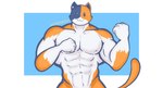 5_fingers :3 abs action_pose anthro arm_markings barazoku belly belly_tuft biceps big_biceps big_deltoids big_muscles big_pecs black_body black_ears black_eyes black_face black_fur black_inner_ear black_markings blue_background closed_smile deltoids dot_eyes empty_eyes facial_markings fighting_pose fingers fist flexing flexing_bicep flexing_flexor_carpi flexing_pec forearm_muscles front_view fur happy head_markings heterochromatic_ears huge_deltoids huge_muscles huge_pecs humanoid_hands looking_at_viewer looking_forward male male_anthro markings mottled mouth_closed multicolored_body multicolored_face multicolored_fur muscular muscular_anthro muscular_arms muscular_male muscular_thighs navel neck_muscles nipples nude nude_anthro nude_male obliques orange_arms orange_body orange_ears orange_face orange_fur orange_legs orange_markings orange_neck orange_tail orange_text pecs piebald pose quads raised_hand round_eyes simple_background smile smiling_at_viewer solo standing tail text toony trapezius triceps tuft two_tone_arms two_tone_neck white_arms white_background white_belly white_body white_chest white_face white_fingers white_fur white_hands white_neck notedwolf epic_games fortnite meowscles calico_cat domestic_cat felid feline felis mammal 2022 artist_name colored digital_drawing_(artwork) digital_media_(artwork) half-length_portrait hi_res pinup portrait shaded signature