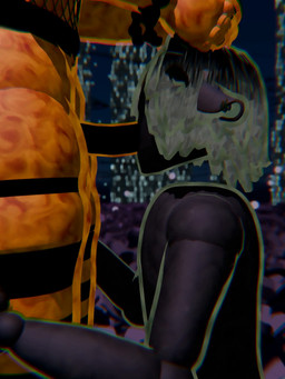 belt black_penis blindfold bodily_fluids bracelet city city_background cityscape clothing cum cum_drip cum_in_mouth cum_inside cum_on_body cum_on_cheek cum_on_chest cum_on_face cum_on_penis cum_on_self drinking drinking_cum dripping duo ears_pierced fellatio femboy fishnet_clothing fishnet_shirt fishnet_topwear flower garter_straps genital_fluids genitals grey_body hair hand_on_head hands_on_legs hands_on_thighs horn horn_grab jewelry legwear male male/male multicolored_hair night nude oral orange_body orange_outline outline penile penis plant sex shirt thick_thighs thigh_highs topwear vines reginabelli humanoid 3:4 animated hi_res short_playtime sound video