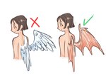 ambiguous_gender body_horror brown_hair feathered_wings feathers hair membrane_(anatomy) membranous_wings monster_girl_(genre) not_furry pale_skin solo veiny_wings wings feefal angel angel_humanoid humanoid winged_humanoid hi_res