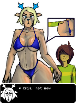 age_difference anthro antlers big_butt blonde_hair blue_antlers blue_clothing blue_eyes blue_nose bra breasts brown_hair butt clothed clothing curvy_figure duo female fur hair hand_on_butt horn human_on_anthro interspecies larger_anthro larger_female male male/female mature_anthro mature_female medium_breasts older_anthro older_female panties partially_clothed_anthro partially_clothed_female serious_face shadowed_eyes shirt simple_background size_difference smaller_human smaller_male smile sprite sprite_art sweater swimwear talking_to_another tan_body tan_fur text thick_thighs topwear underwear voluptuous voluptuous_anthro voluptuous_female white_background wide_hips younger_human younger_male brainmen3 deltarune undertale_(series) carol_holiday kris_(deltarune) deer human mammal new_world_deer reindeer hi_res